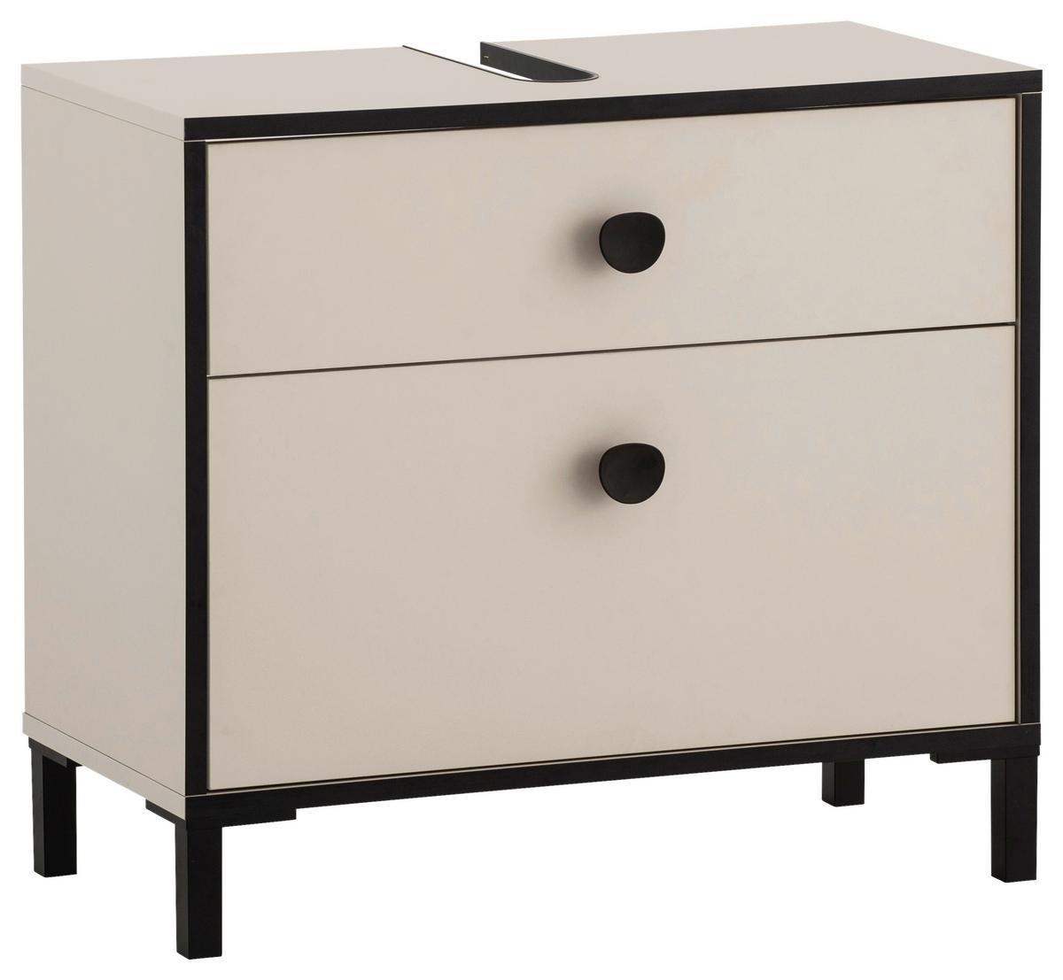Waschbeckenunterschrank Edda Creme/Schwarz/Beige B: 65,1cm - Beige/Creme, MODERN, Holzwerkstoff (65,1/59,1/33,0cm) - MID.YOU