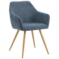 Armlehnstuhl Melinda Blau Gepolstert - Blau/Naturfarben, MODERN, Textil/Metall (56/81,5/63cm) - MID.YOU