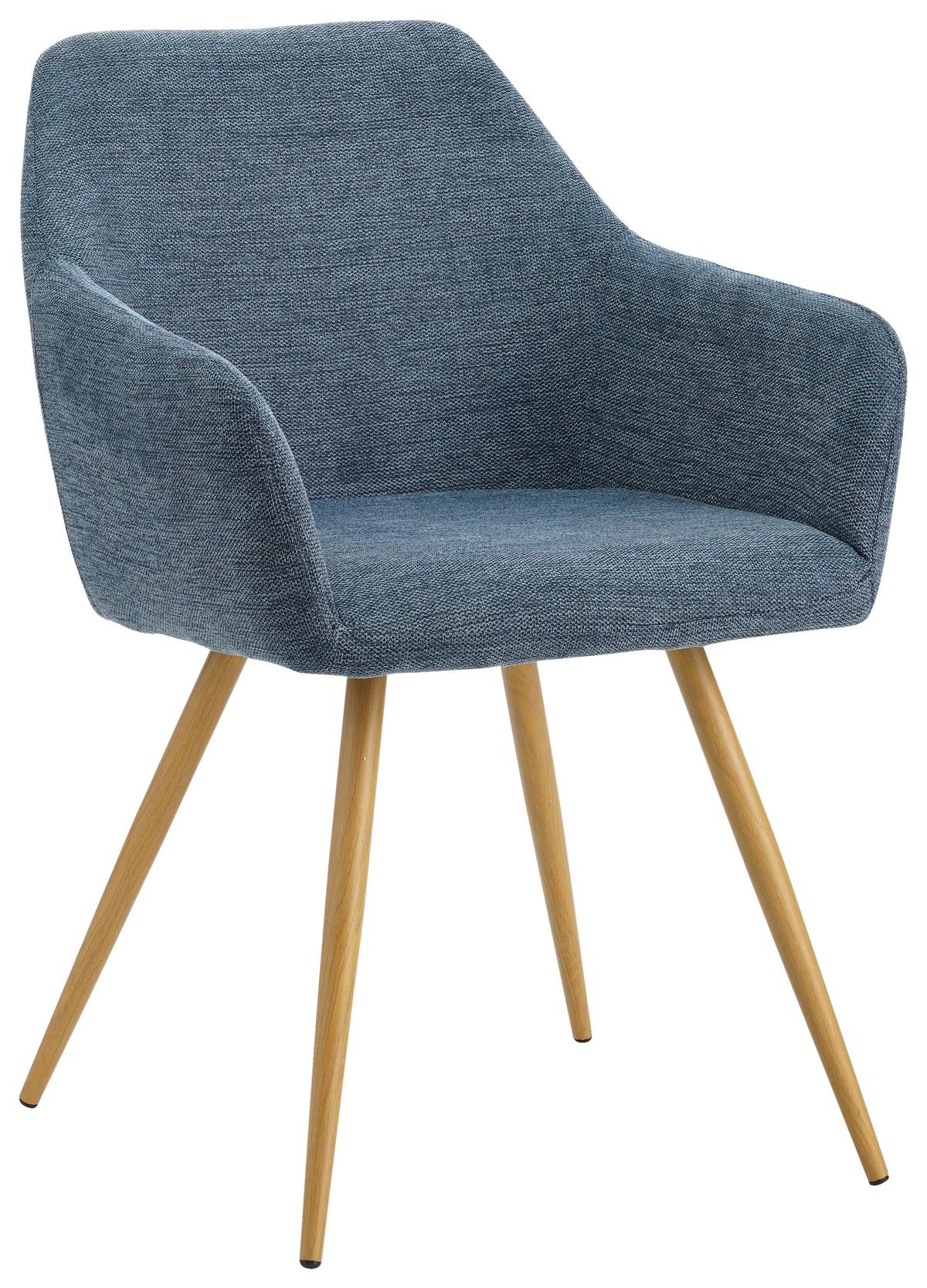 Armlehnstuhl Melinda Blau Gepolstert - Blau/Naturfarben, MODERN, Textil/Metall (56/81,5/63cm) - MID.YOU