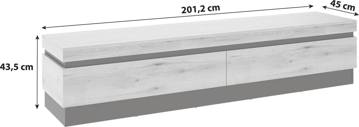 Tv-elem Corte - tölgyfa színű/szürke, Trend, faalapú anyag (201,2/43,5/45cm)