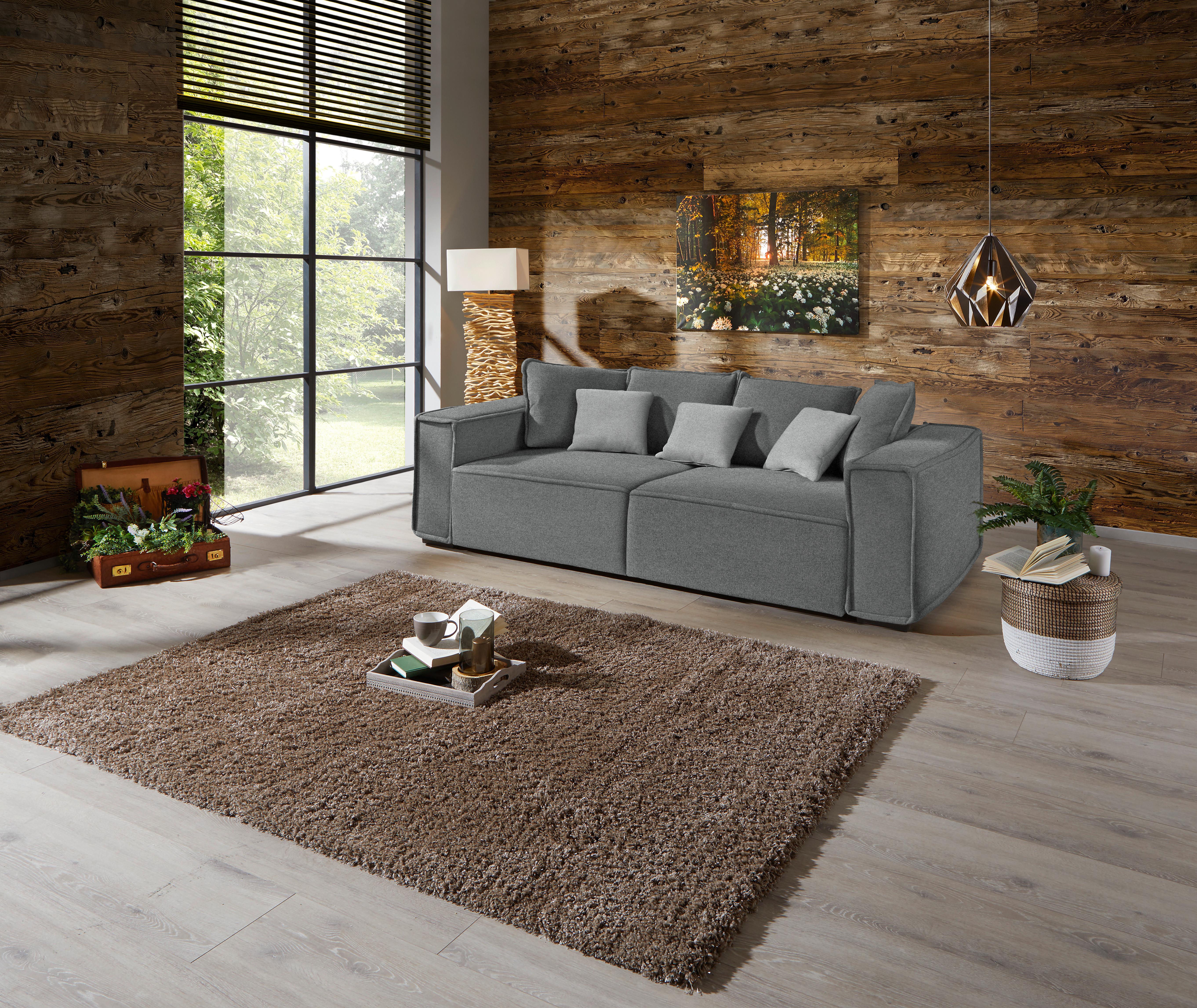 Bigsofa mit Kissen Surf, Mikrofaser - Hellgrau/Grau, MODERN, Holz/Textil (244/62/117cm) - Luca Bessoni