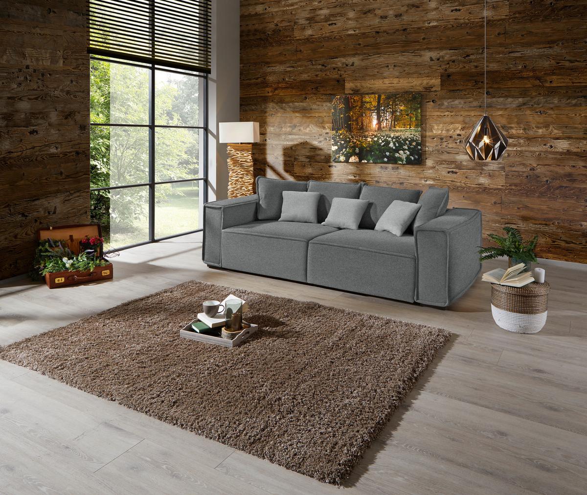 Bigsofa Mit Kissen Surf, Mikrofaser - Hellgrau/Grau, MODERN, Holz/Textil (244/62/117cm) - Luca Bessoni