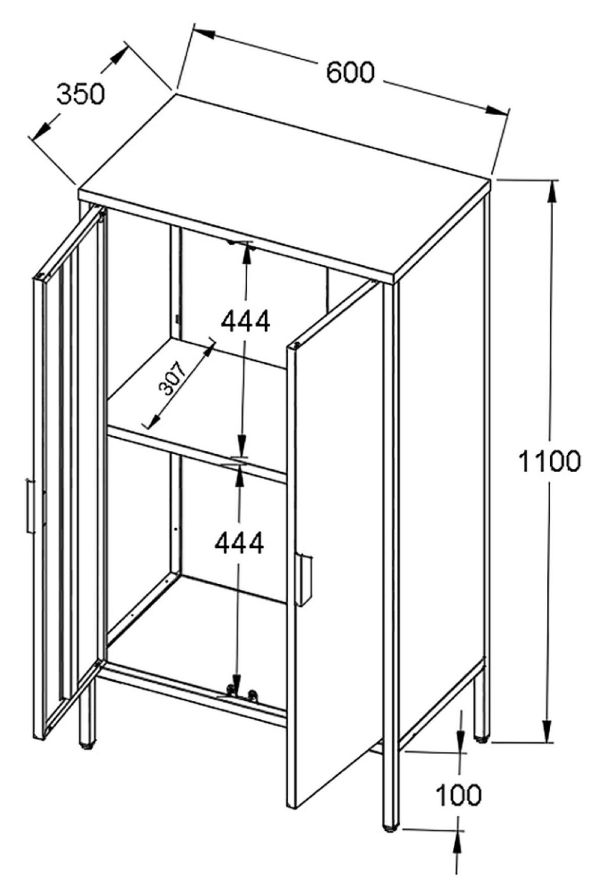 Highboard Flokas Weiß B: 60 cm - Weiß, Design, Metall (60/110/35cm) - MID.YOU