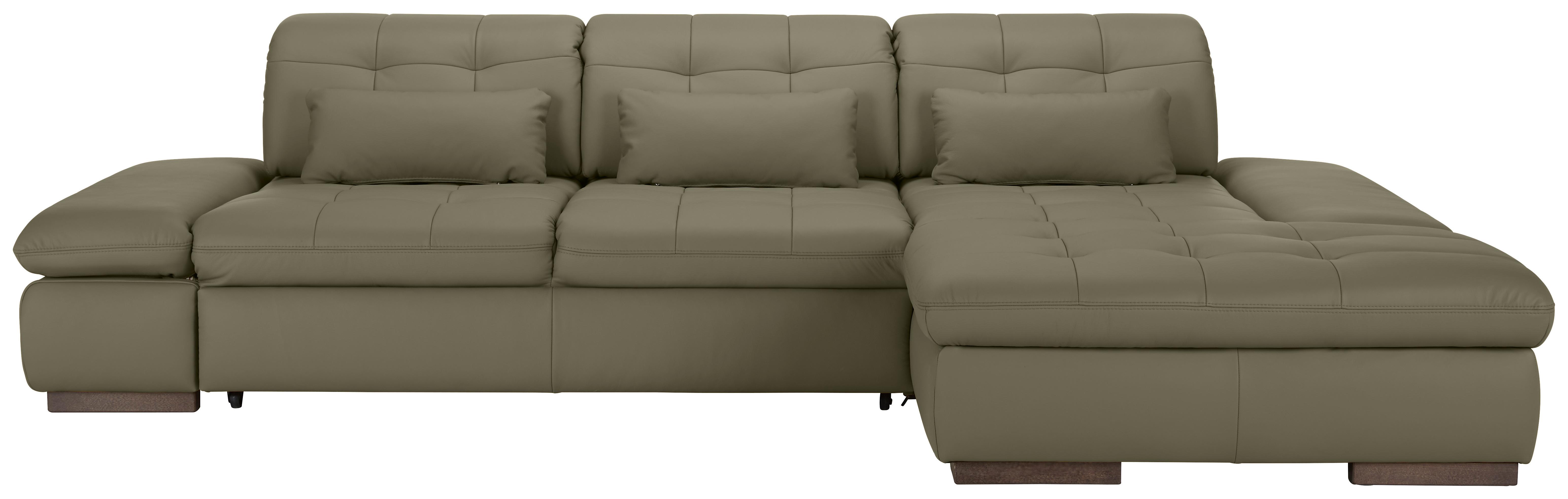 Rohová sedačka SANFINO, pravá, sivá pravá koža - sivá/chrómová, Konventionell, kov/koža (305/79-96/199cm) - Premium Living