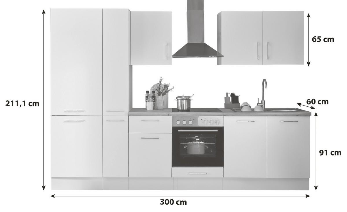 Küchenblock Turin Schwarz/Eiche Dekor B: 300 cm - Schwarz/Eiche Artisan, Basics, Holzwerkstoff (300cm) - P & B