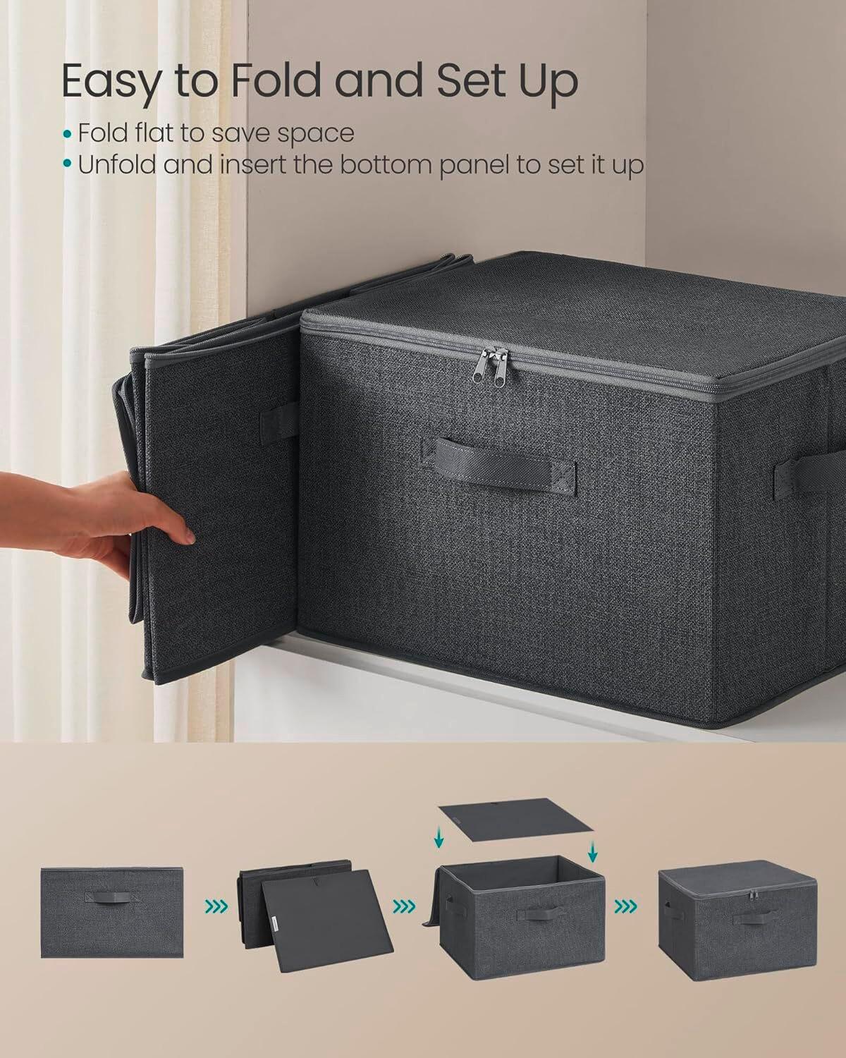 Aufbewahrungsboxen-set Grau B: 40 Cm - Grau, Basics, Papier/Textil (40/25/30cm)