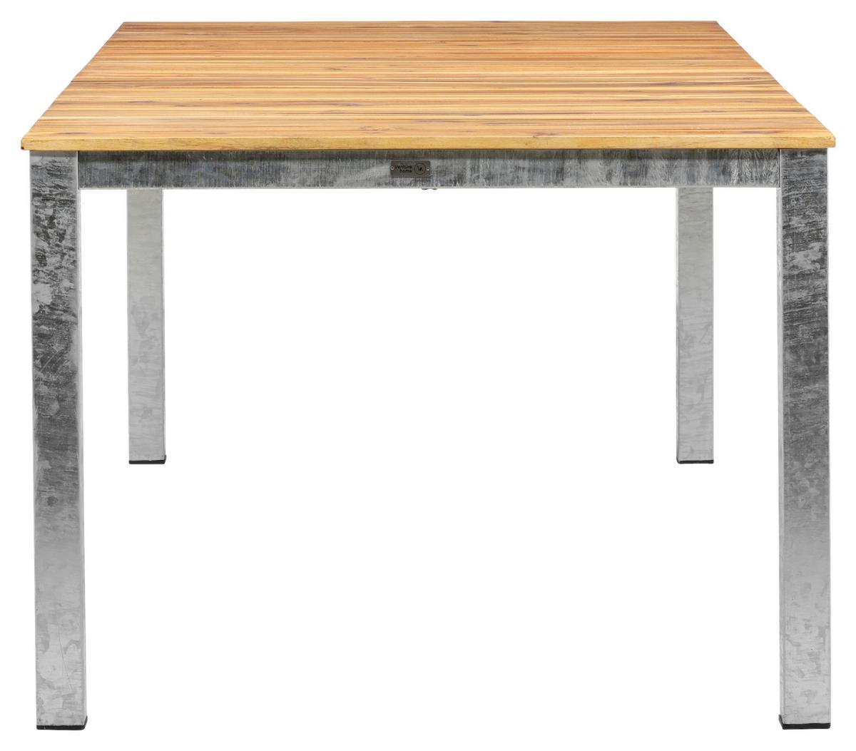 Gartentisch Zenia - Zinkfarben/Akaziefarben, KONVENTIONELL, Holz/Metall (200/100/74cm) - Gardenson