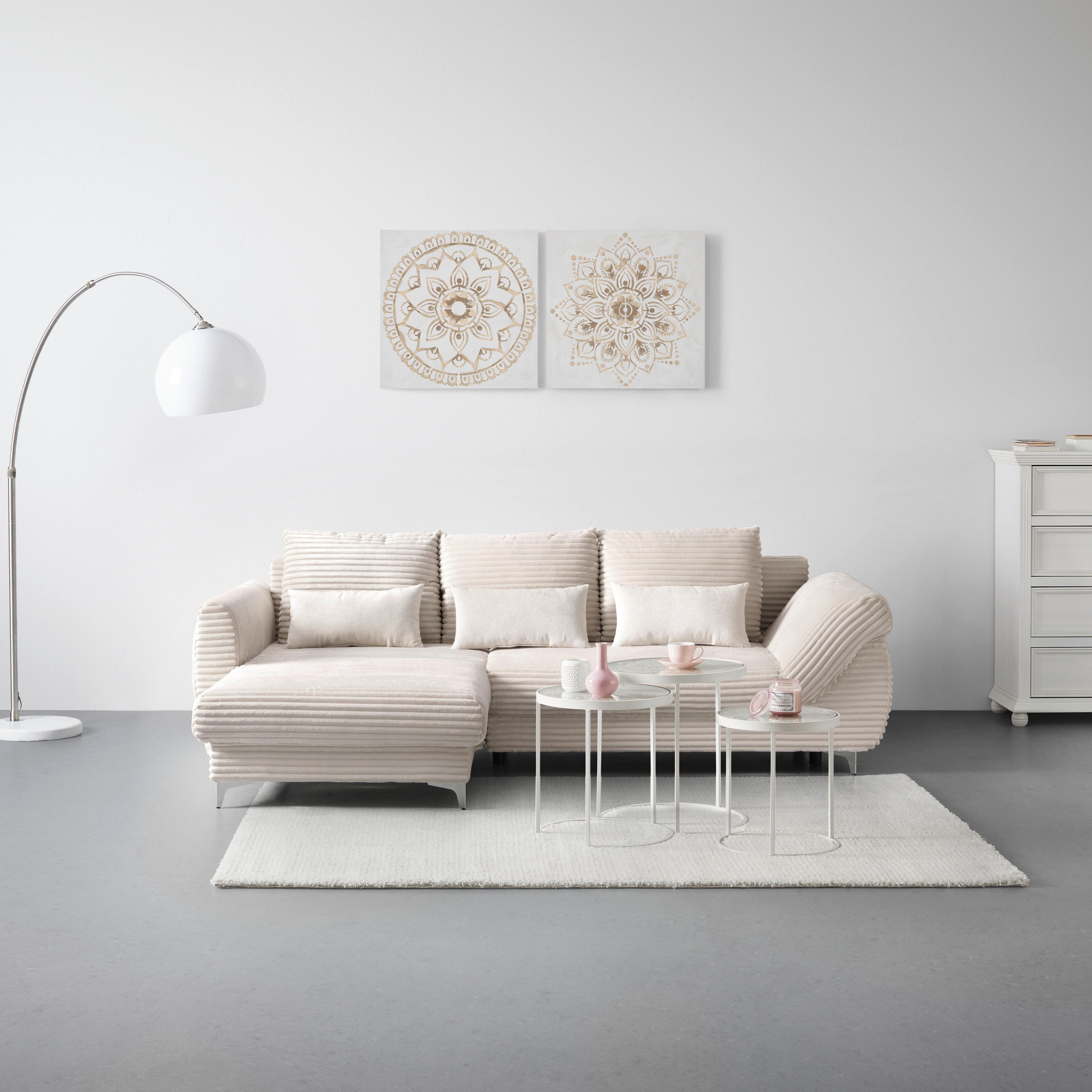 Sedačka Alantis Lux, levá, krémová - černá/barvy stříbra, Lifestyle, kov/dřevo (175/263cm) - Mömax