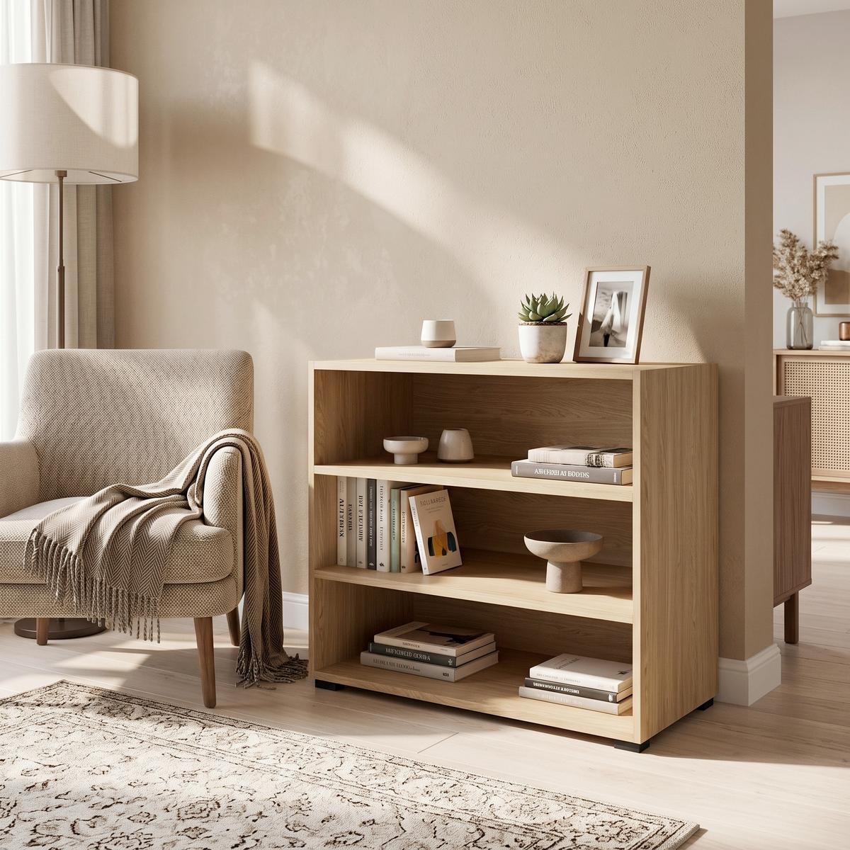 Regal Unit -Elements Midi B: 91,2 cm Eichefarben - Eichefarben/Schwarz, MODERN, Holzwerkstoff (91,2/67,2/40cm) - Ondega