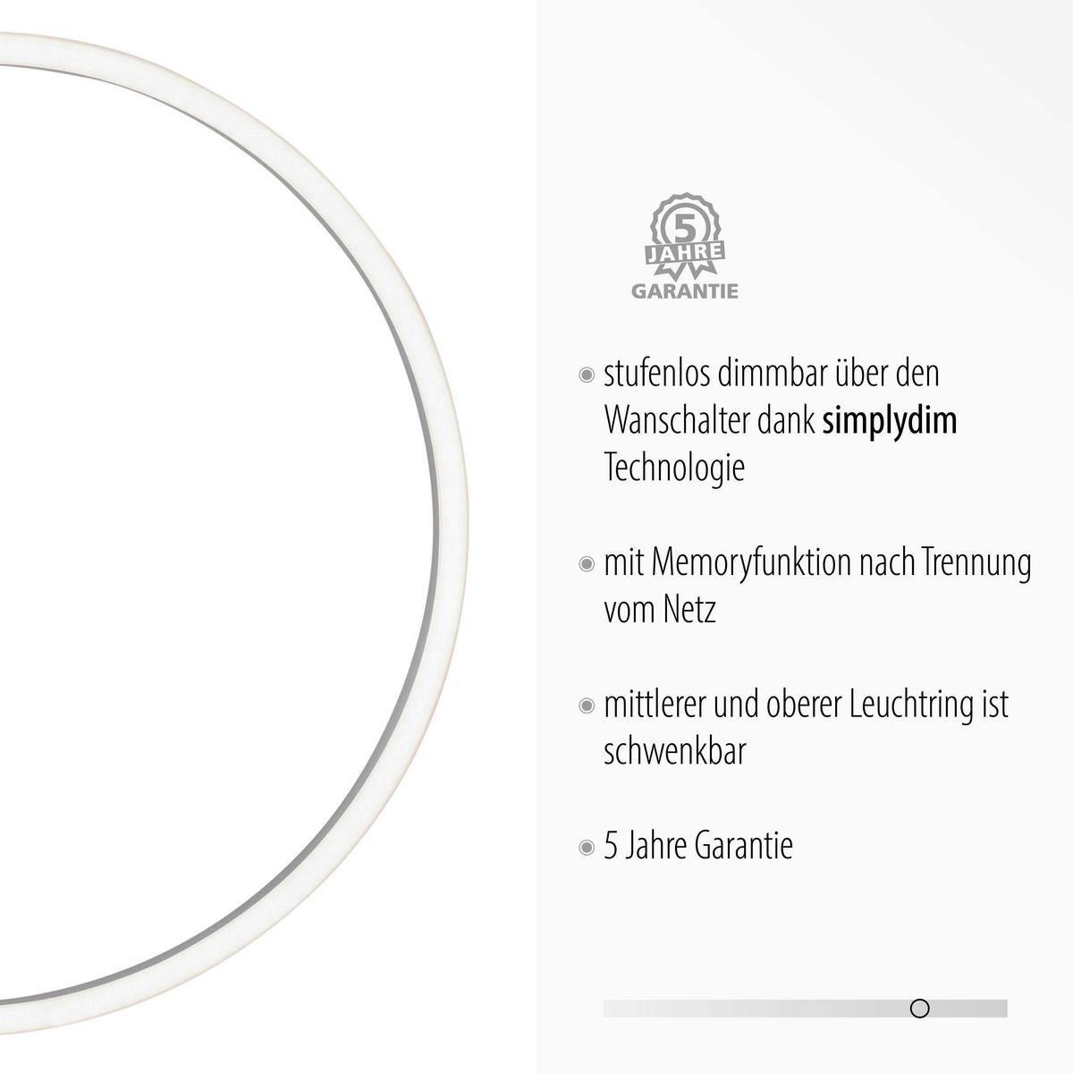 LED-Deckenleuchte Ivanka L: 70 cm dimmbar und Schwenkbar - Schwarz, Design, Kunststoff/Metall (70/44/6,8cm)