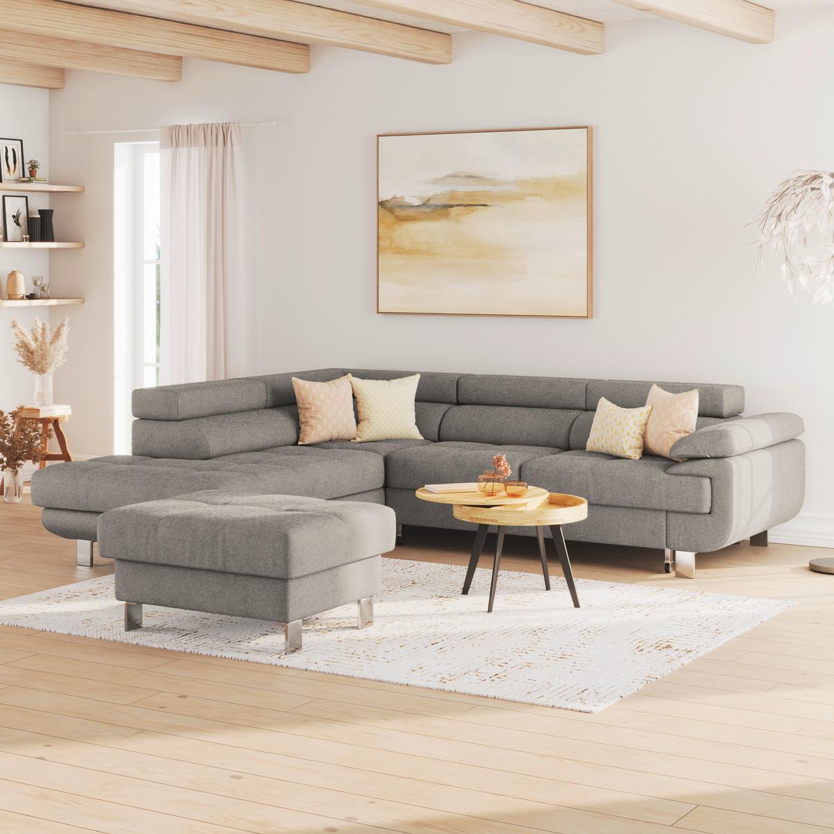 Ecksofa mit Schlaffunktion & Bettkasten Savona Taupe - Taupe, MODERN, Textil (230/270cm) - Ondega