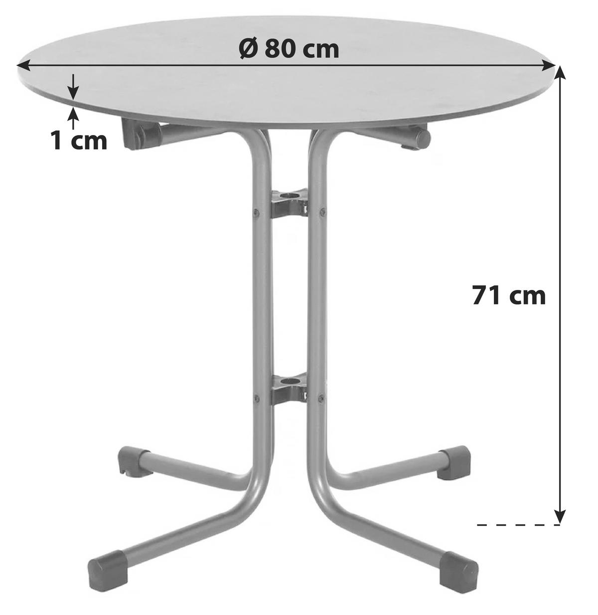 Gartentisch Klappbar Metall/Holzwerkstoff ⌀ 80 cm - Anthrazit, KONVENTIONELL, Holzwerkstoff/Kunststoff (80/71cm) - Siena Garden