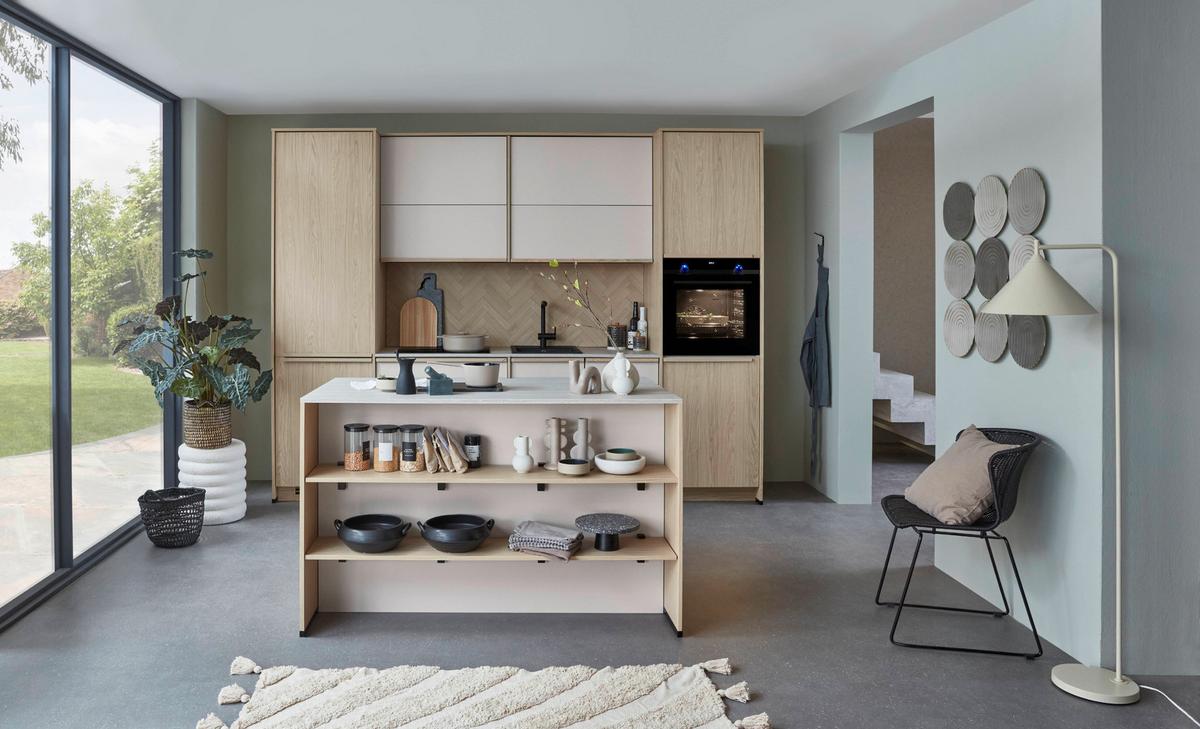 Küchenblock Sofia/singapur - Sandfarben/Eichefarben, LIFESTYLE, Holzwerkstoff (296,4cm) - Vertico