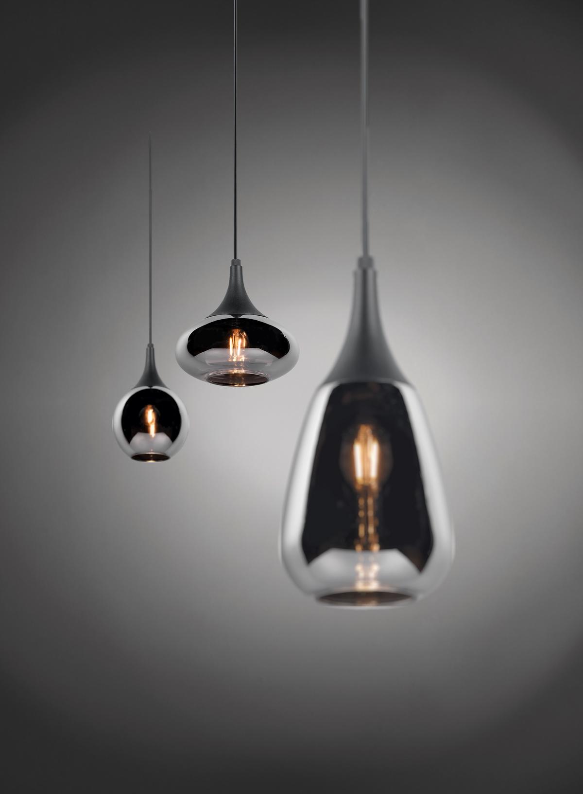 Hängeleuchte 317000332 Lumina - Chromfarben/Schwarz, Design, Glas/Metall (68,8/19,5/150cm) - Trio Leuchten