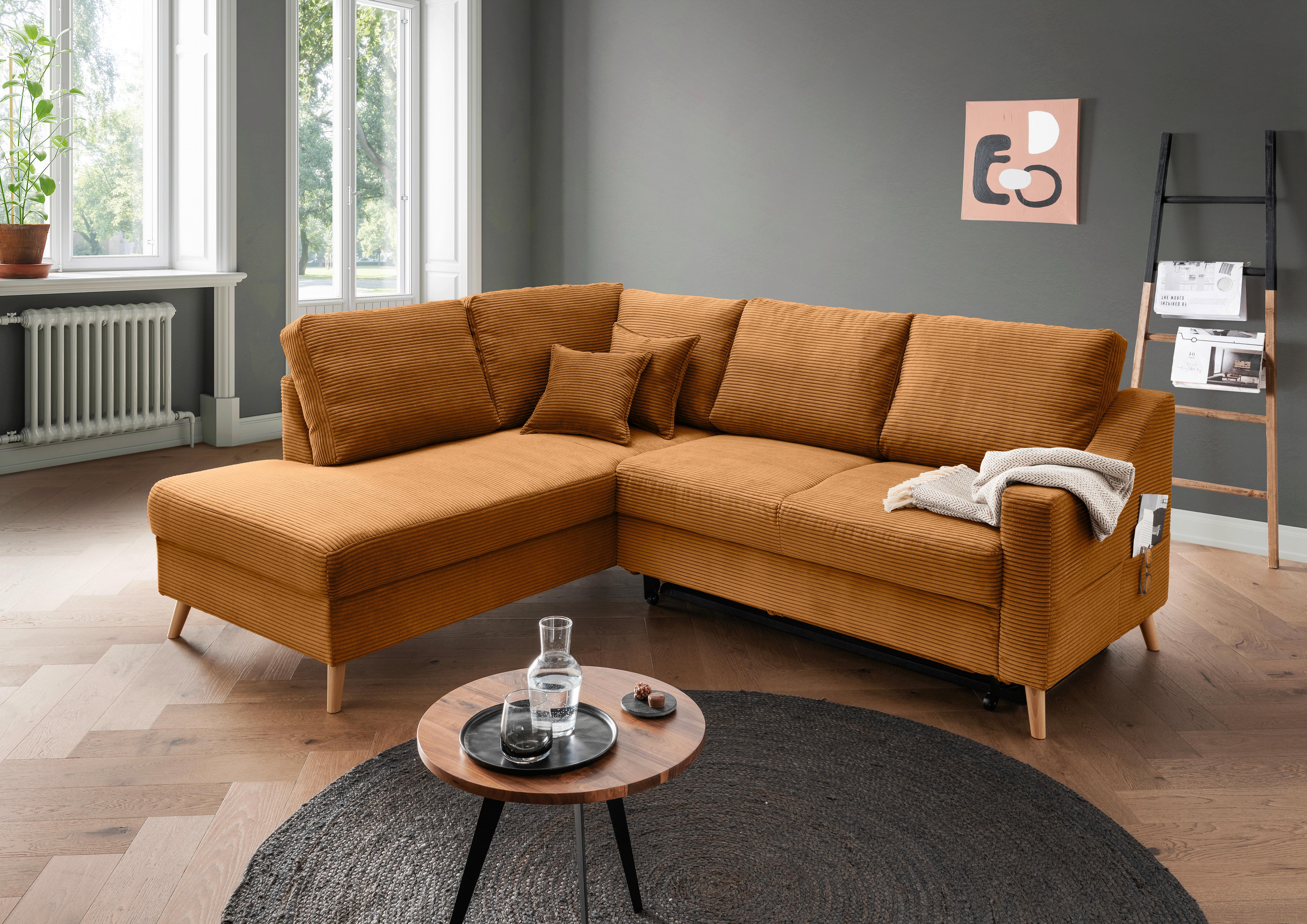 Ecksofa Valentina Goldfarben S: 200x230 cm - Goldfarben/Naturfarben, MODERN, Textil (200/230cm) - P & B