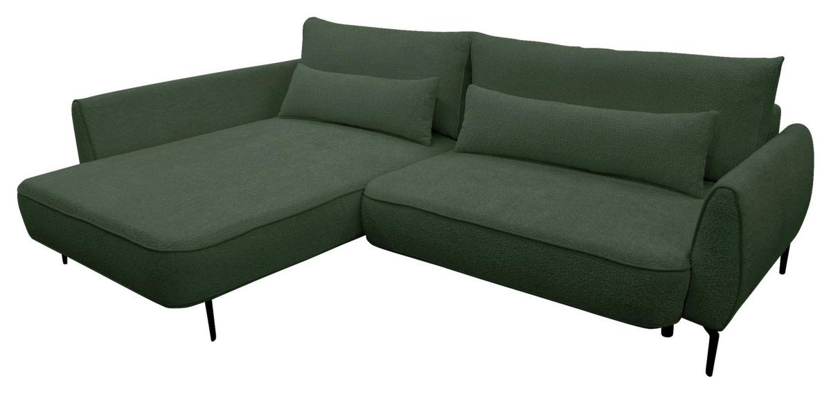 Ecksofa Abriamo Dunkelgrün 204x273 cm - Dunkelgrün/Creme, Design, Textil (204/273cm) - MID.YOU