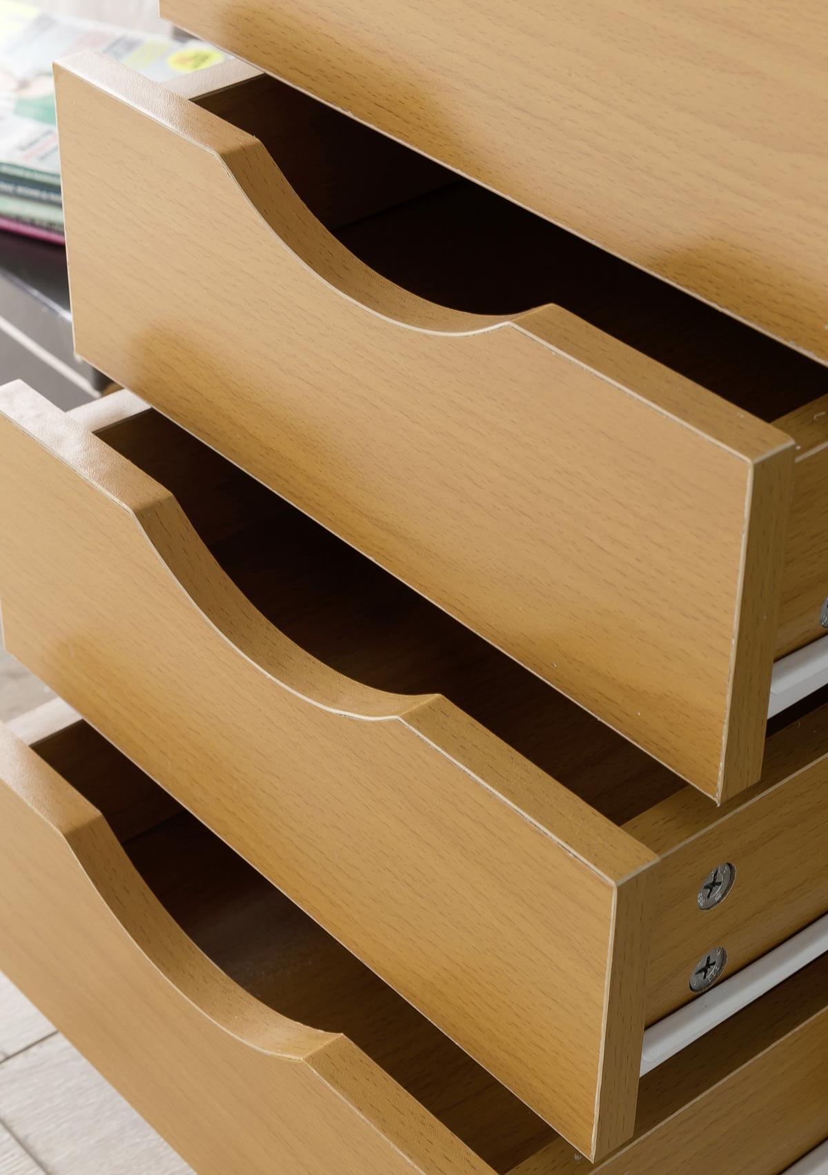 Rollcontainer Buche Dekor 33x68x38 cm - Buchefarben, KONVENTIONELL, Holzwerkstoff/Kunststoff (33/68/38cm) - MID.YOU