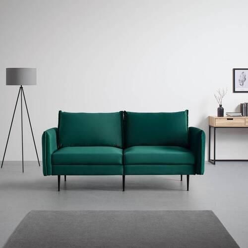 Pohovka YARA zelená - čierna/zelená, Modern, kov/drevo (194/77/92cm) - Bessagi Home
