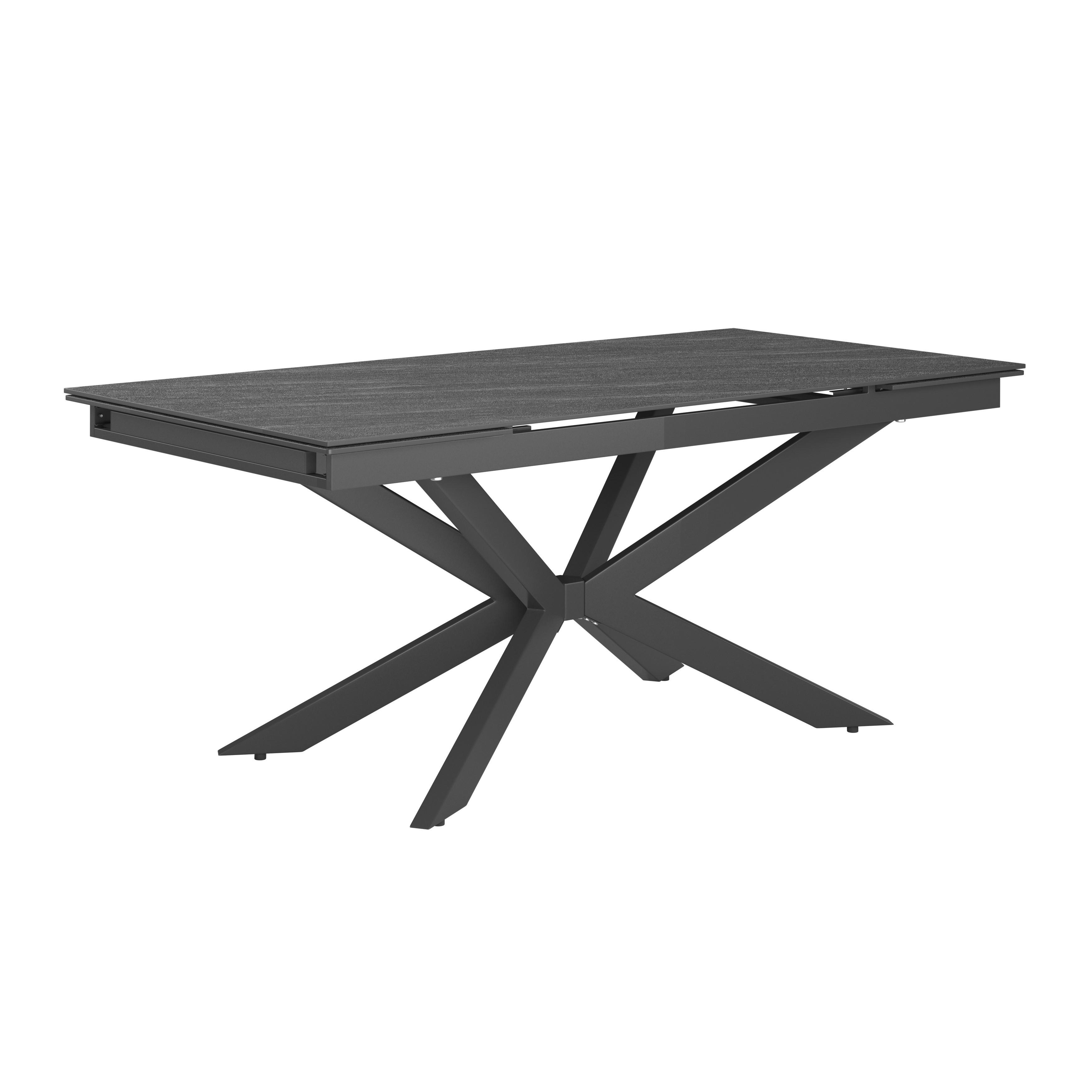 Ausziehtisch Andi Keramikplatte, ausziehbar - Schwarz/Grau, MODERN, Keramik/Metall (180-260/76/90cm)