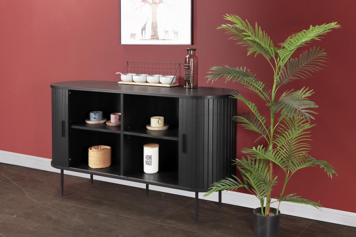 SIDEBOARD Schwarz, B: 140cm - Schwarz, Design, Holzwerkstoff (140/76/40cm) - Livetastic