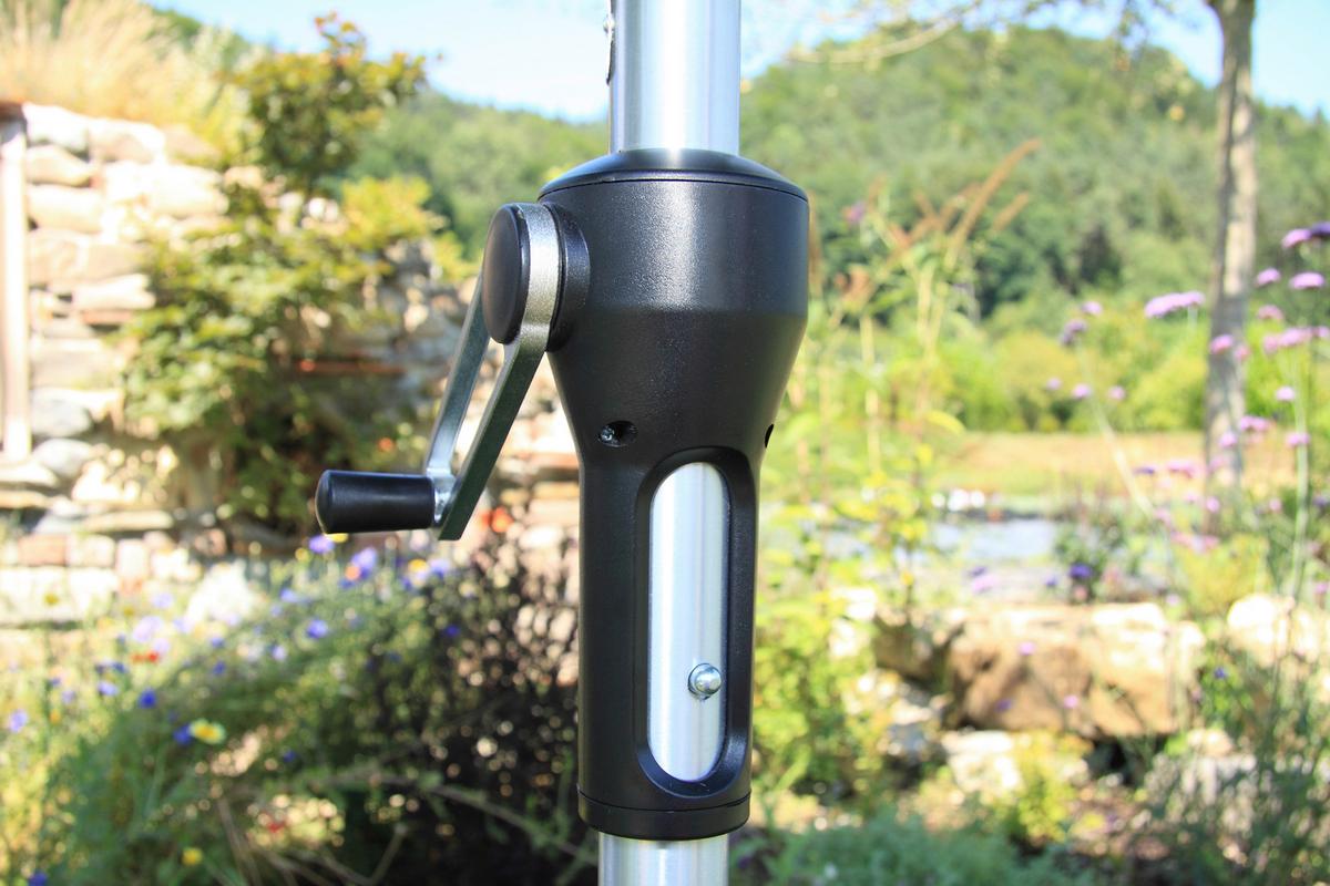 Sonnenschirm Acapole DM: 270 cm Platinfarben/Naturfarben - Platinfarben/Naturfarben, Basics, Textil/Metall (270cm) - Gardenson