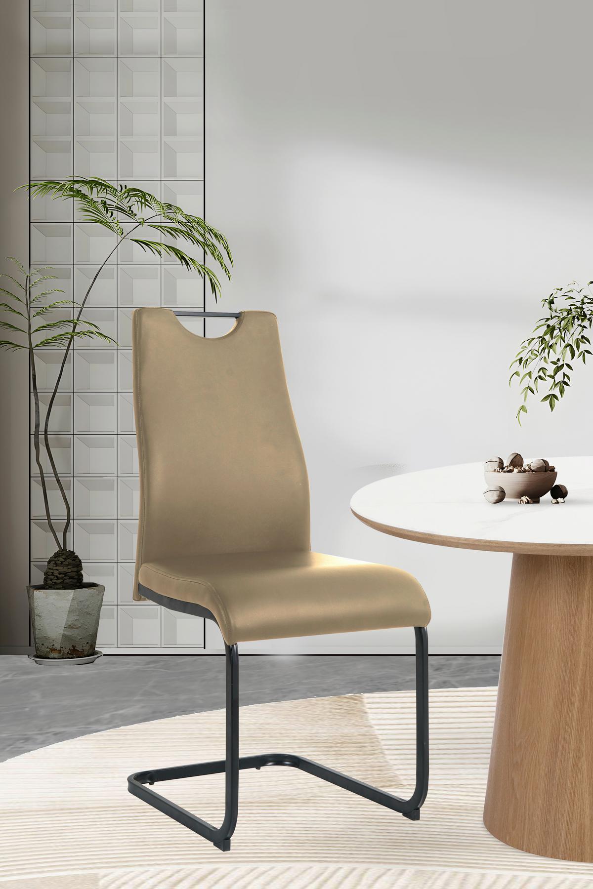 Stuhl-set Lederlook Taupe, B: 42cm - Taupe/Schwarz, Design, Kunststoff/Textil (42/98/56cm) - Livetastic