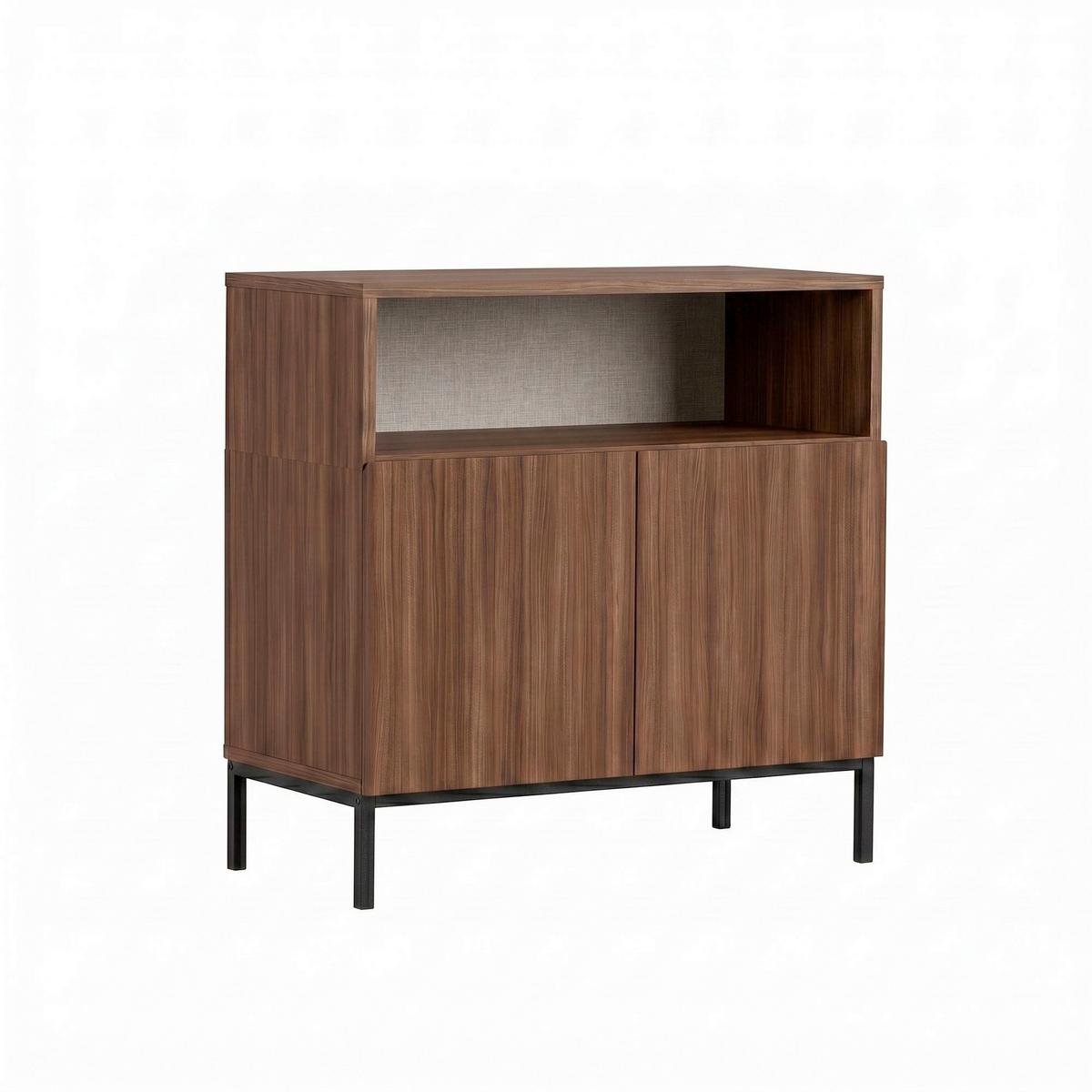 SIDEBOARD Schwarz/Walnussfarben B: 80cm - Walnussfarben/Schwarz, MODERN, Holzwerkstoff (80/80/40cm)