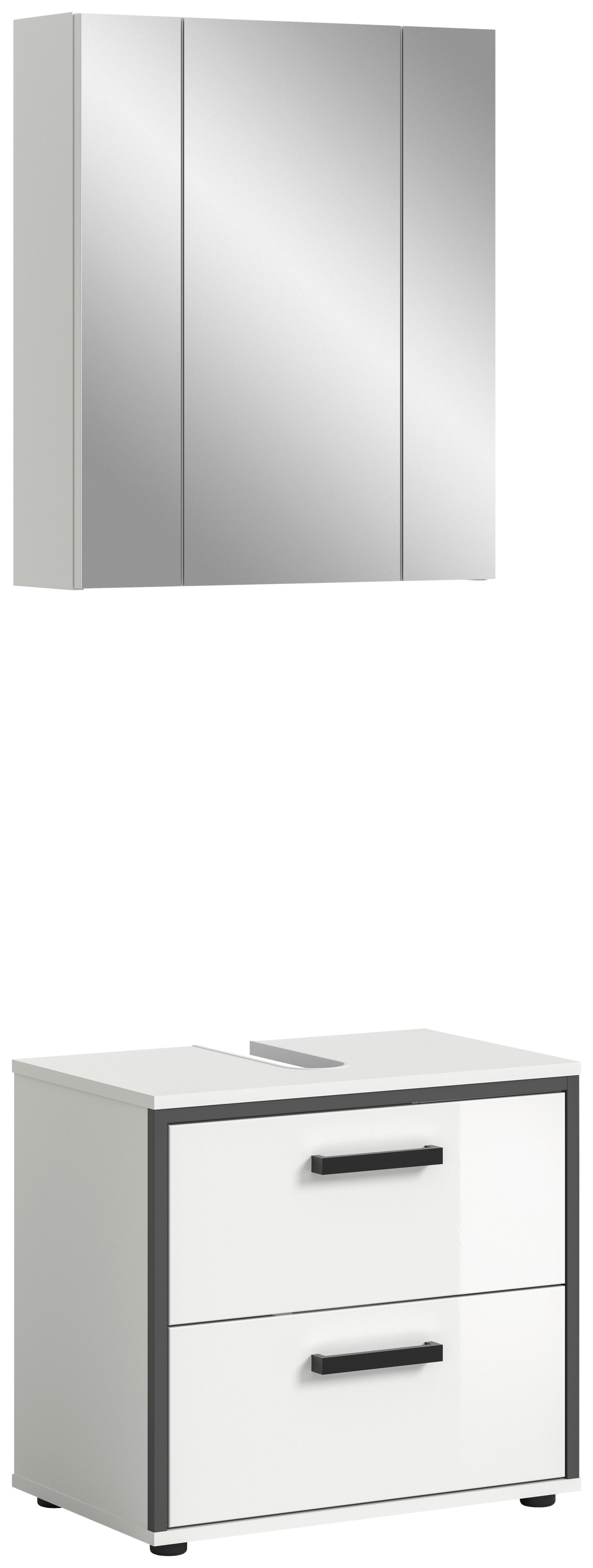 Badezimmer Kojak Schwarz/weiß K: 60 Cm - Weiß Hochglanz/Schwarz, MODERN, Holzwerkstoff (60cm) - MID.YOU