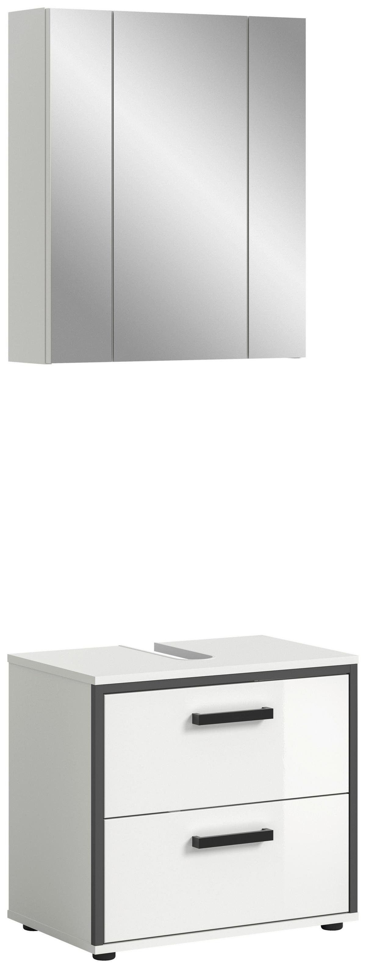 Badezimmer Kojak Schwarz/weiß K: 60 Cm - Weiß Hochglanz/Schwarz, MODERN, Holzwerkstoff (60cm) - MID.YOU