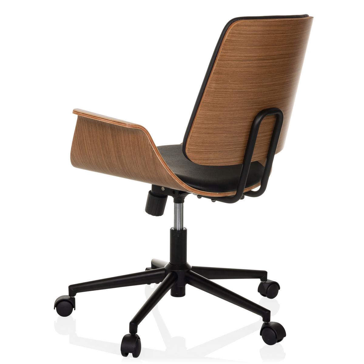 Drehstuhl Schwarz B: 68 Cm - Schwarz/Braun, MODERN, Leder/Holz (68/92/63,5cm) - MID.YOU