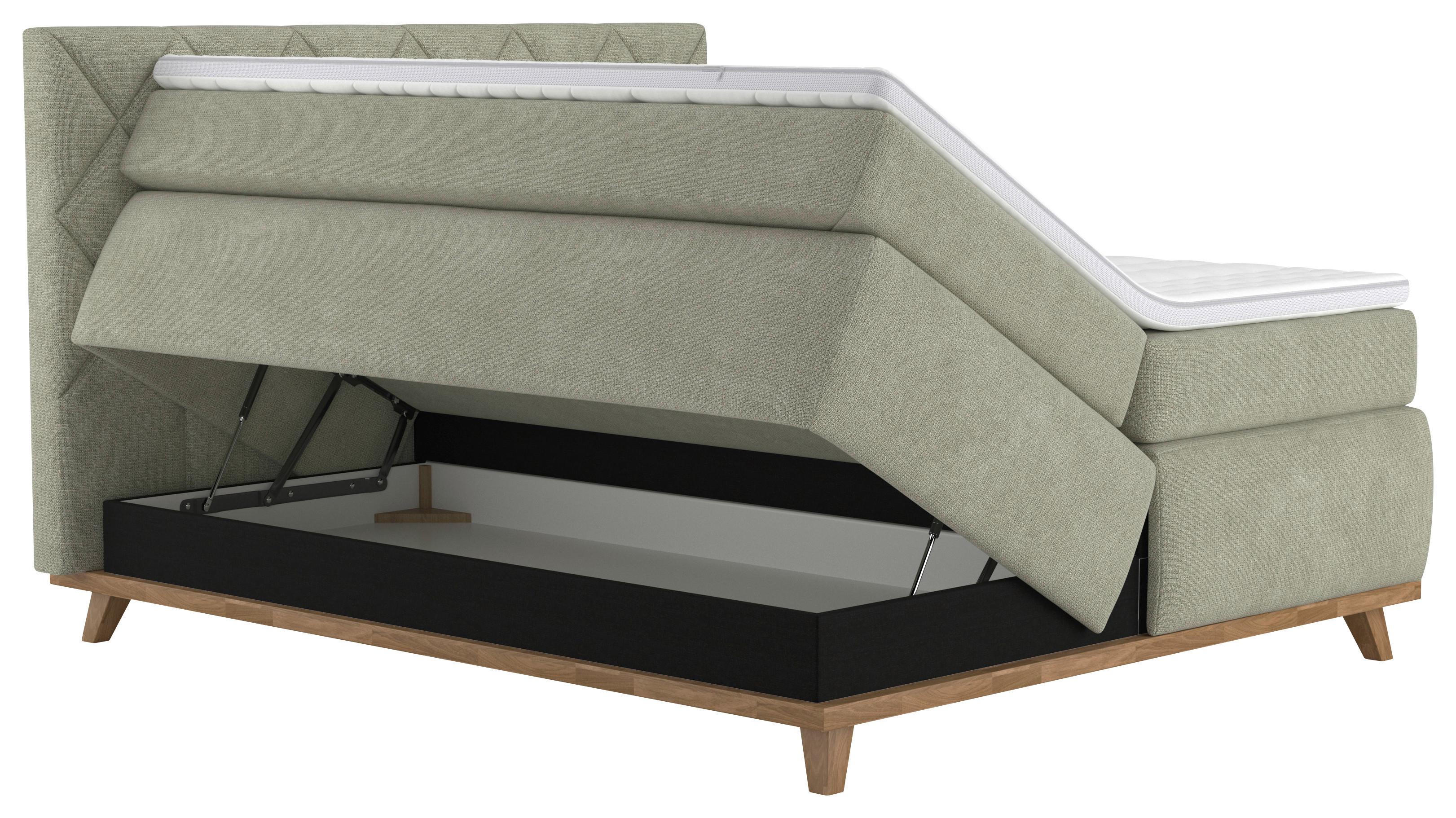 Boxspringbett Emily - Eichefarben/Grün, MODERN, Holz/Holzwerkstoff (188/126/222cm) - Luca Bessoni