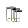 Beistelltisch 3-Teilig Tria Schwarz/Goldfarben - Goldfarben/Schwarz, Trend, Stein/Metall - Kayoom