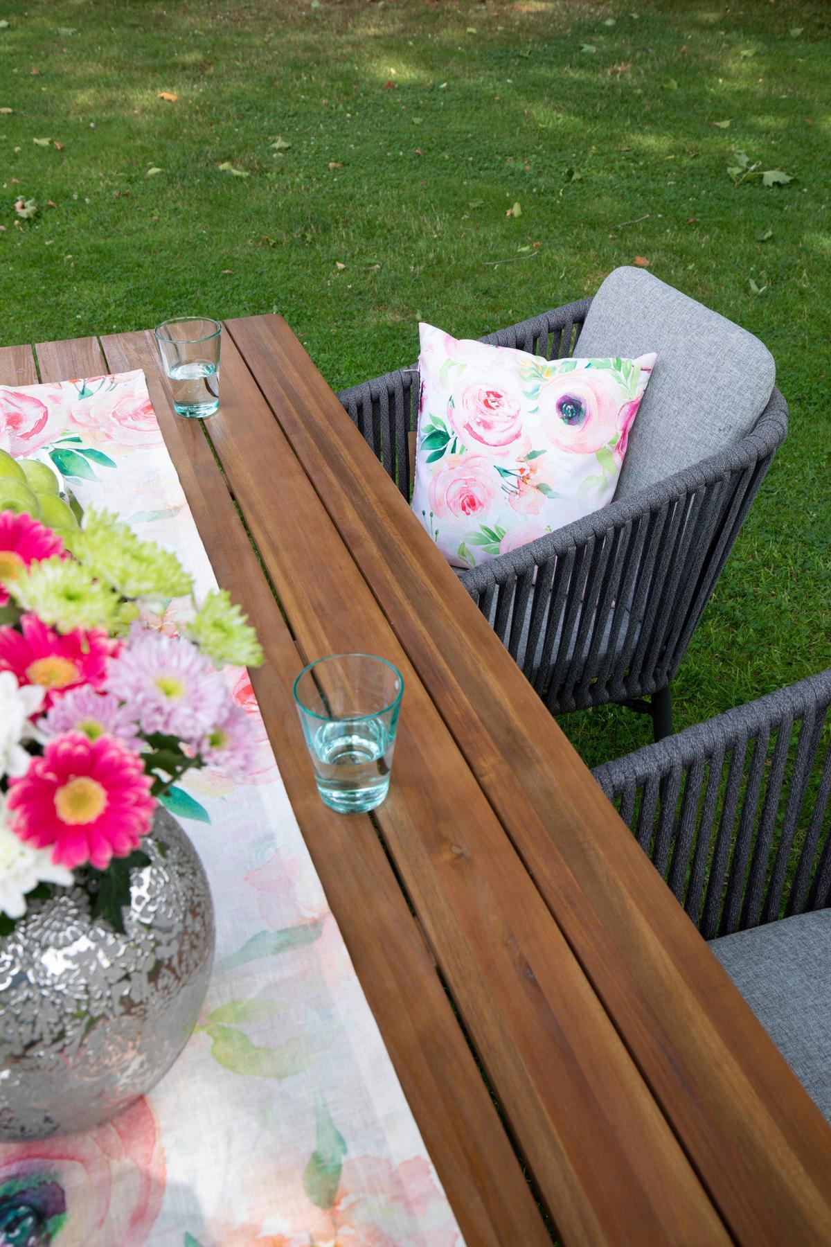 Gartengarnitu 5-Tlg. Atacama Holz/Kunststoff/Metall - Grau/Akaziefarben, Basics, Holz/Kunststoff (180/90/76cm) - Gardenson