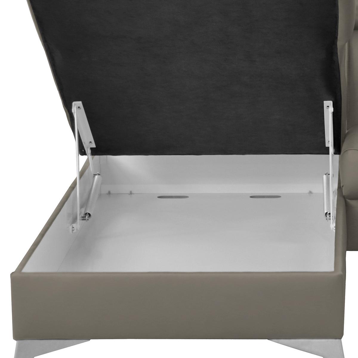 Ecksofa Lince Teilleder Schlammfarben 197x257 - Chromfarben/Schlammfarben, Design, Leder/Textil (197/257cm) - Livetastic