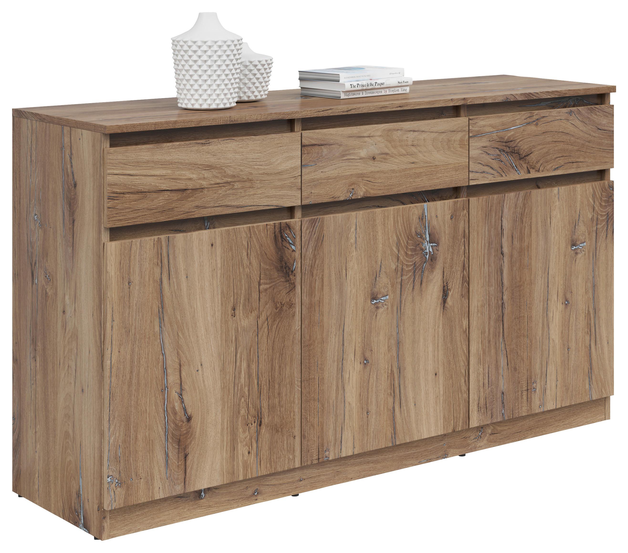 Kommode B: 135 cm Saturn Flagstaff Oak Dekor - Eichefarben, KONVENTIONELL, Holzwerkstoff (135/81/42cm)