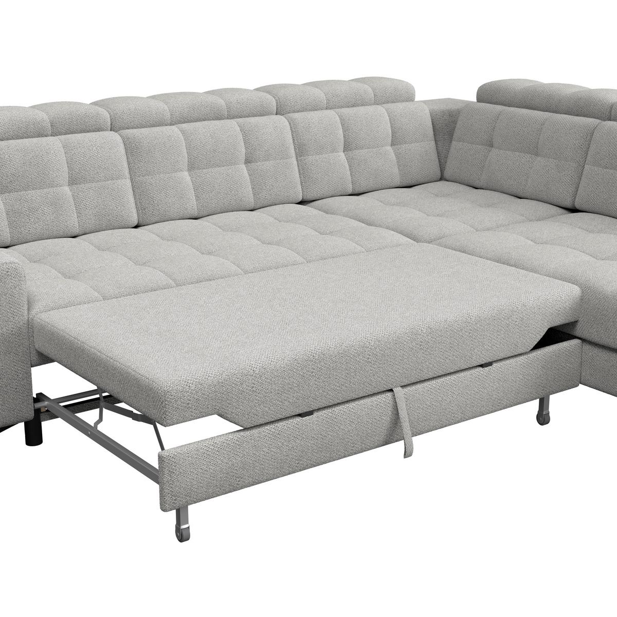 Ecksofa Barletta New Velours Hellgrau, 289x228cm - Hellgrau/Schwarz, ROMANTIK / LANDHAUS, Textil (289/228cm) - Luca Bessoni