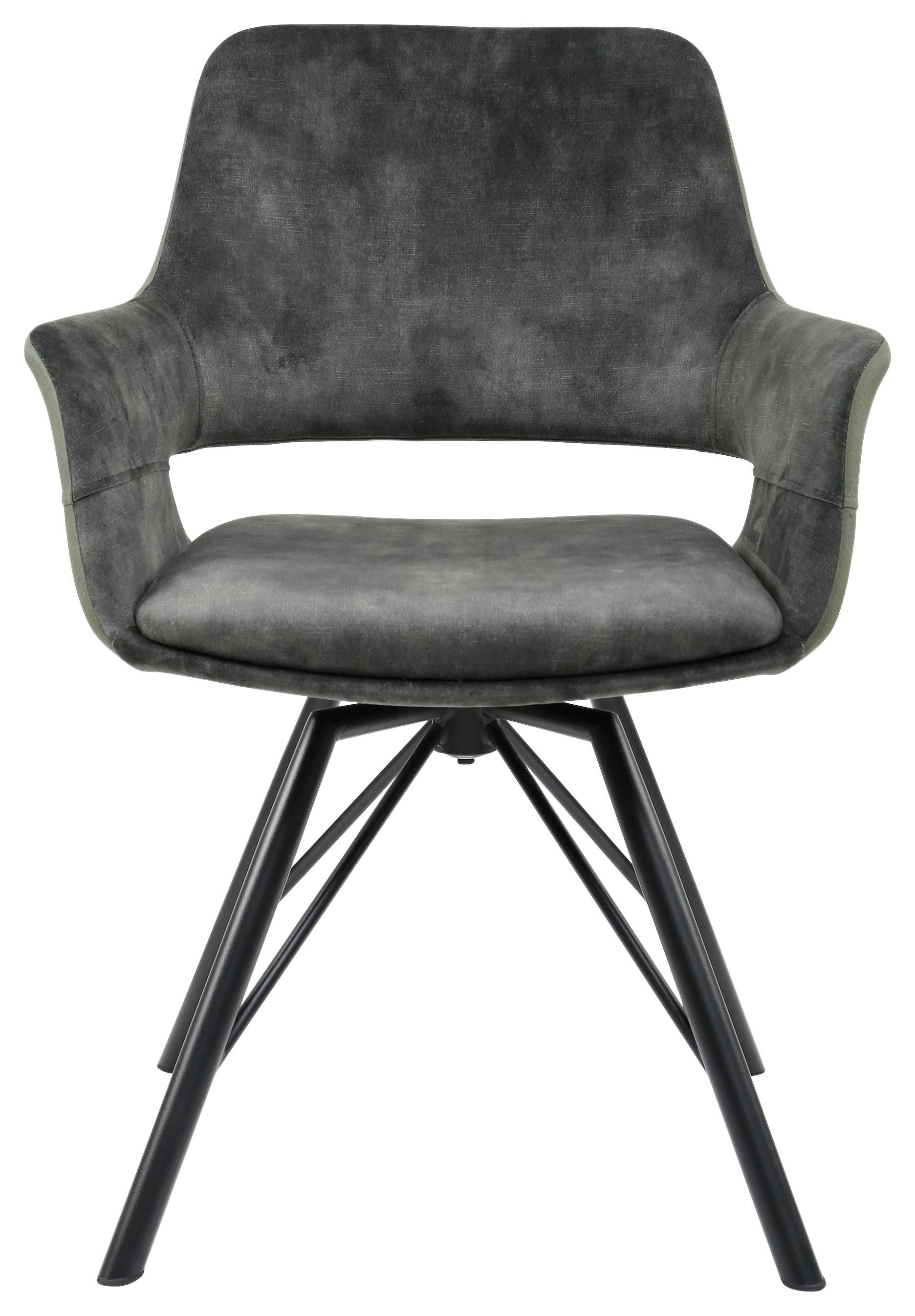 STOLIČKA S PODRÚČKAMI ADRIANA - čierna/zelená, Modern, kov/drevo (61/85/63cm) - Mömax