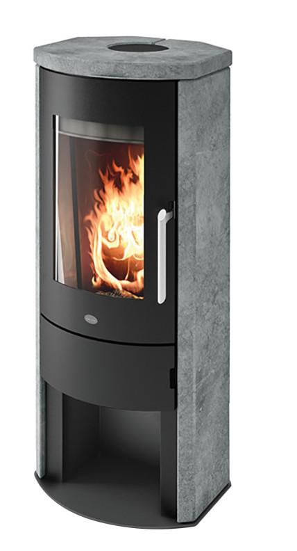 Kaminofen Ginevra Schwarz/ Graphitfarben 8kw - Graphitfarben/Schwarz, Basics, Stein/Metall (47,6/112,9/41,7cm)