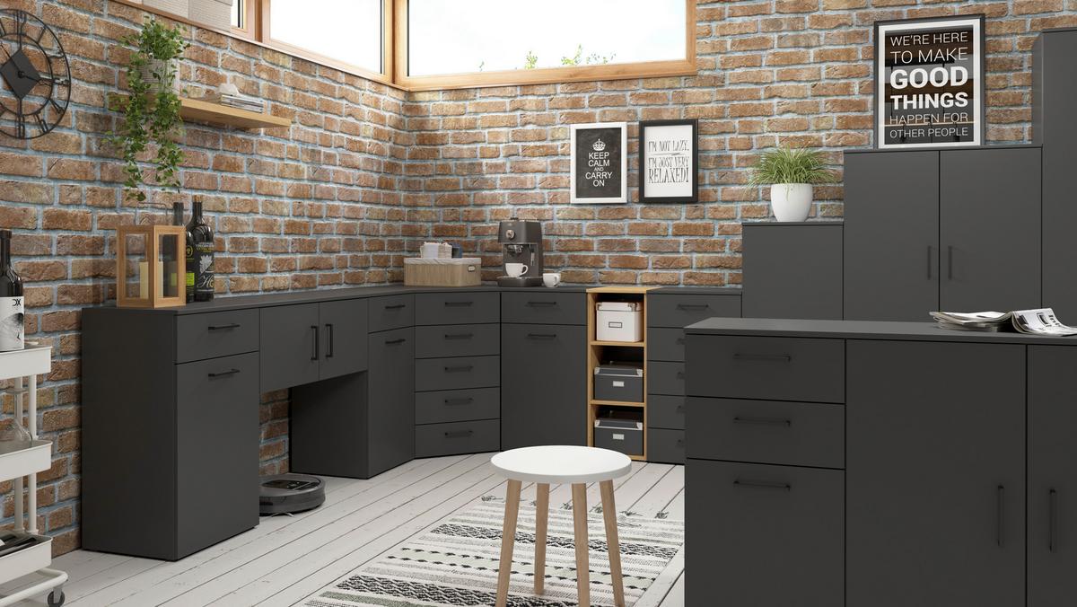 Komód Multistauraum - grafitszürke, Modern, faalapú anyag (80/83/52cm) - Carryhome