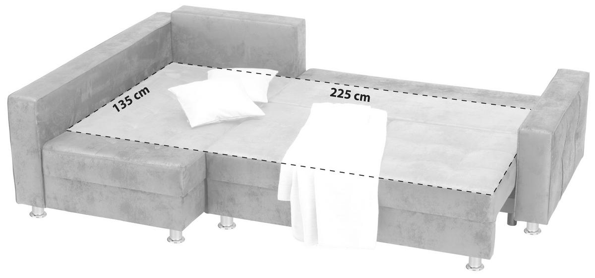 Ecksofa Mit Schlaffunktion + Bettkasten Fancesco Grau - Chromfarben/Dunkelgrau, MODERN, Textil (167/266cm) - Livetastic