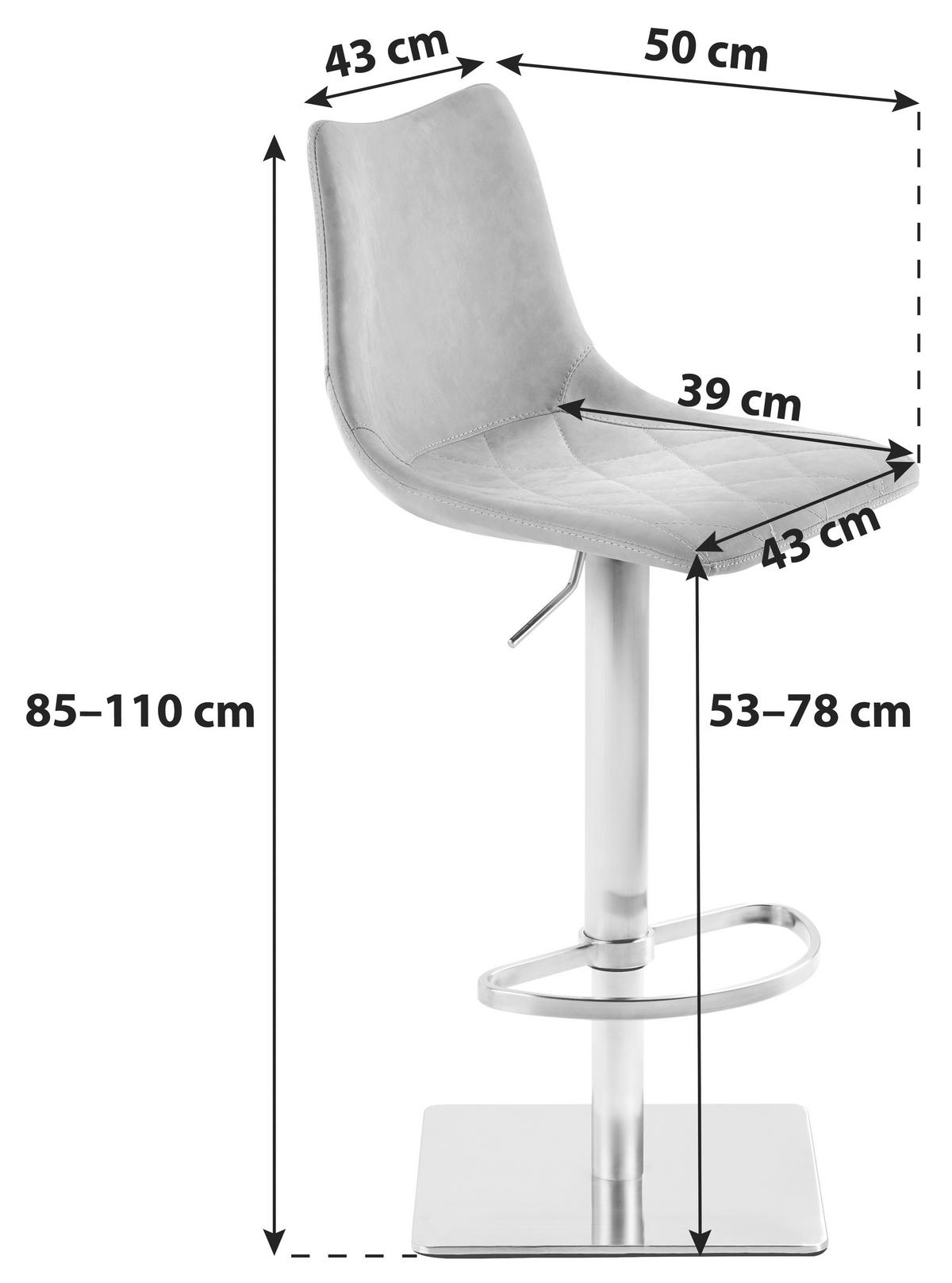 Tresenstuhl My Tobi Schlamm, Höhenverstellbar Und Drehbar - Edelstahlfarben/Schlammfarben, KONVENTIONELL, Holz/Textil (43/85-110/50cm) - Livetastic