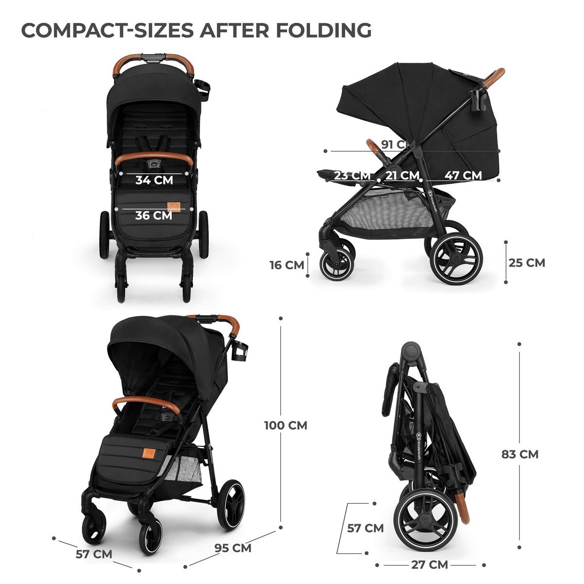 BUGGY Grande Plus Schwarz, B/H/T: 57x106x95cm - Schwarz, Basics, Metall (57/106/95cm) - Kinderkraft