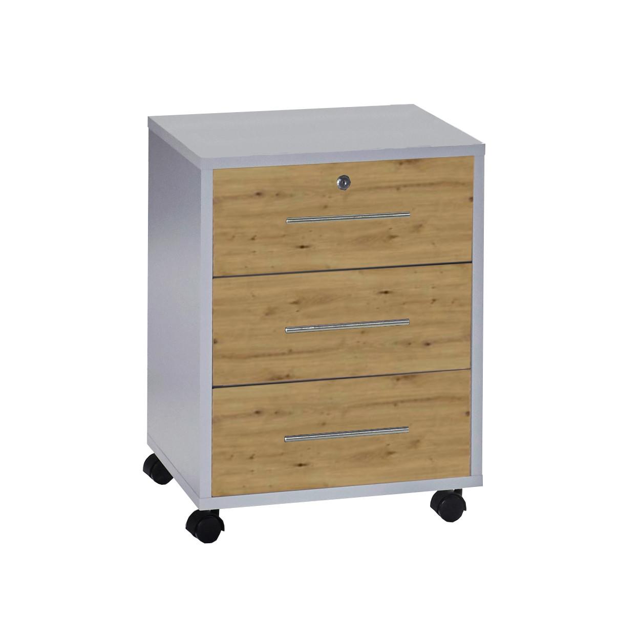ROLLCONTAINER OFFICE EDITION - Hellgrau/Eiche Artisan, LIFESTYLE, Holzwerkstoff (44/58/40cm) - MID.YOU