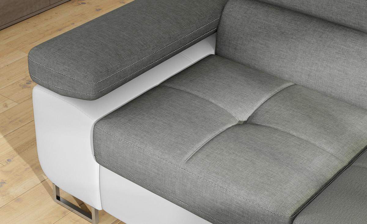 Ecksofa Anton Grau, Weiß S: 203x272 Cm - Chromfarben/Weiß, Design, Textil (203/272cm) - MID.YOU