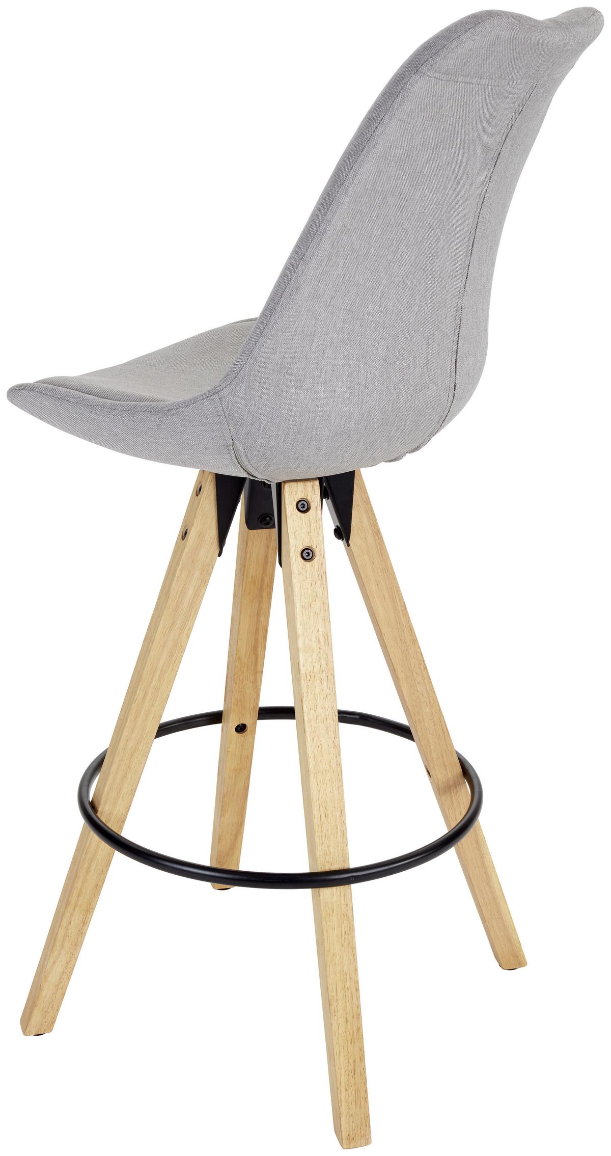 Barhocker Mit Lehne Candy Hellgrau/kautschukholz - Hellgrau/Naturfarben, MODERN, Holz/Textil (49/113,5/56cm) - MID.YOU