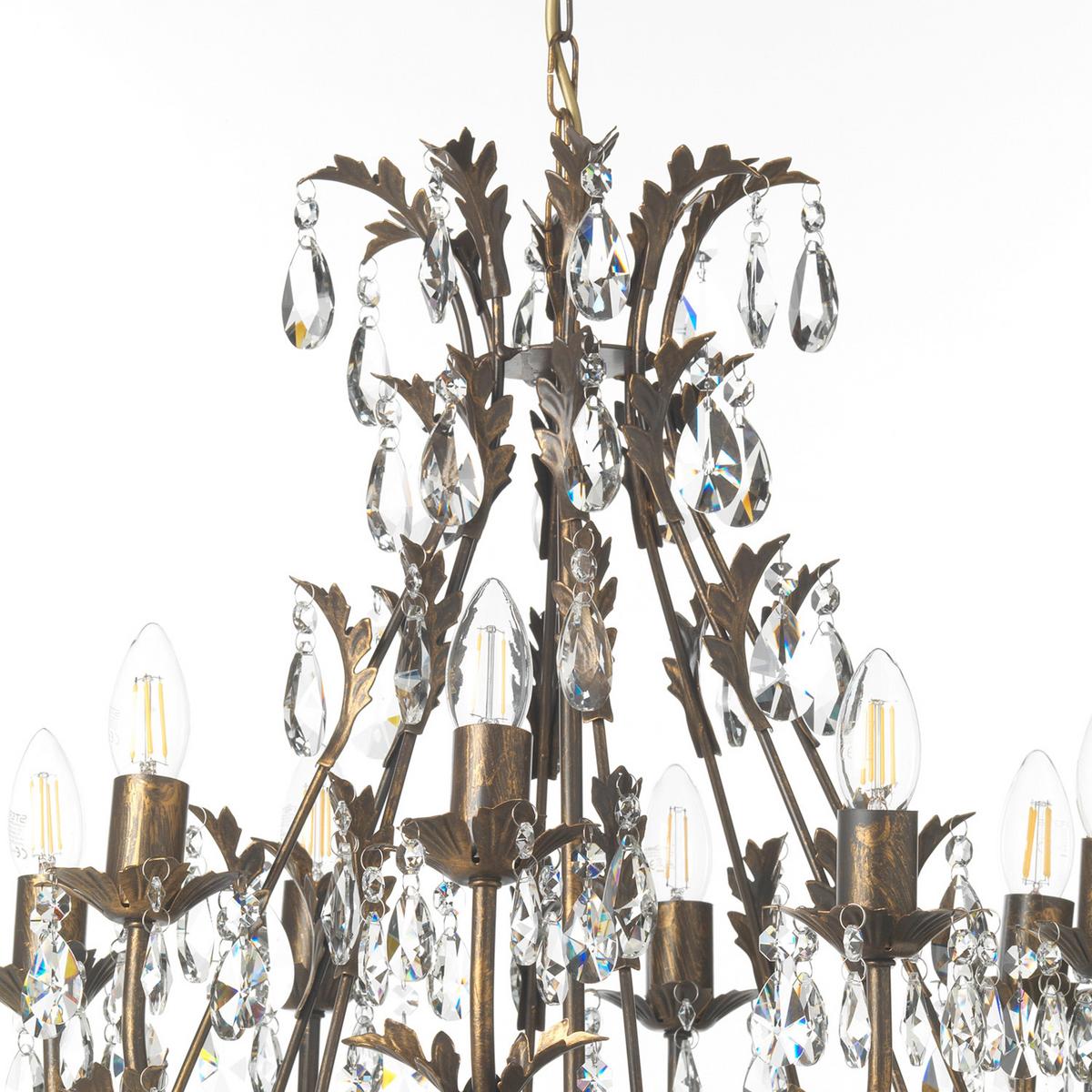 KRISTALL-HÄNGELEUCHTE 4706/8 - Bronzefarben, KONVENTIONELL, Glas/Metall (55/100cm)