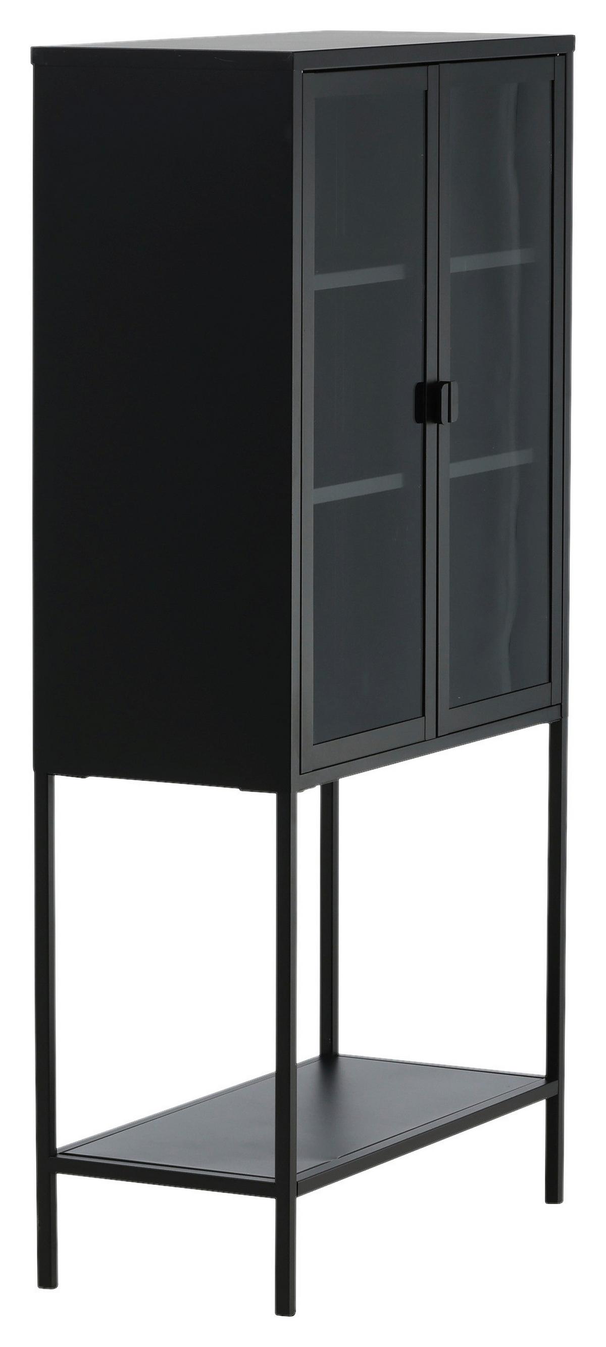 Vitrine Misha - Schwarz, Design, Metall (75/150/35cm) - Livetastic