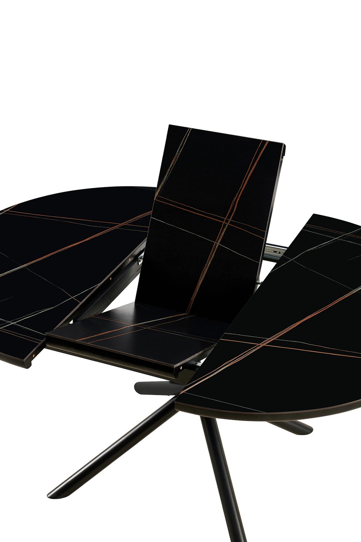 Esstisch Schwarz B: 120-160 Cm - Schwarz, MODERN, Keramik/Holzwerkstoff (120-160/120/76cm) - Livetastic