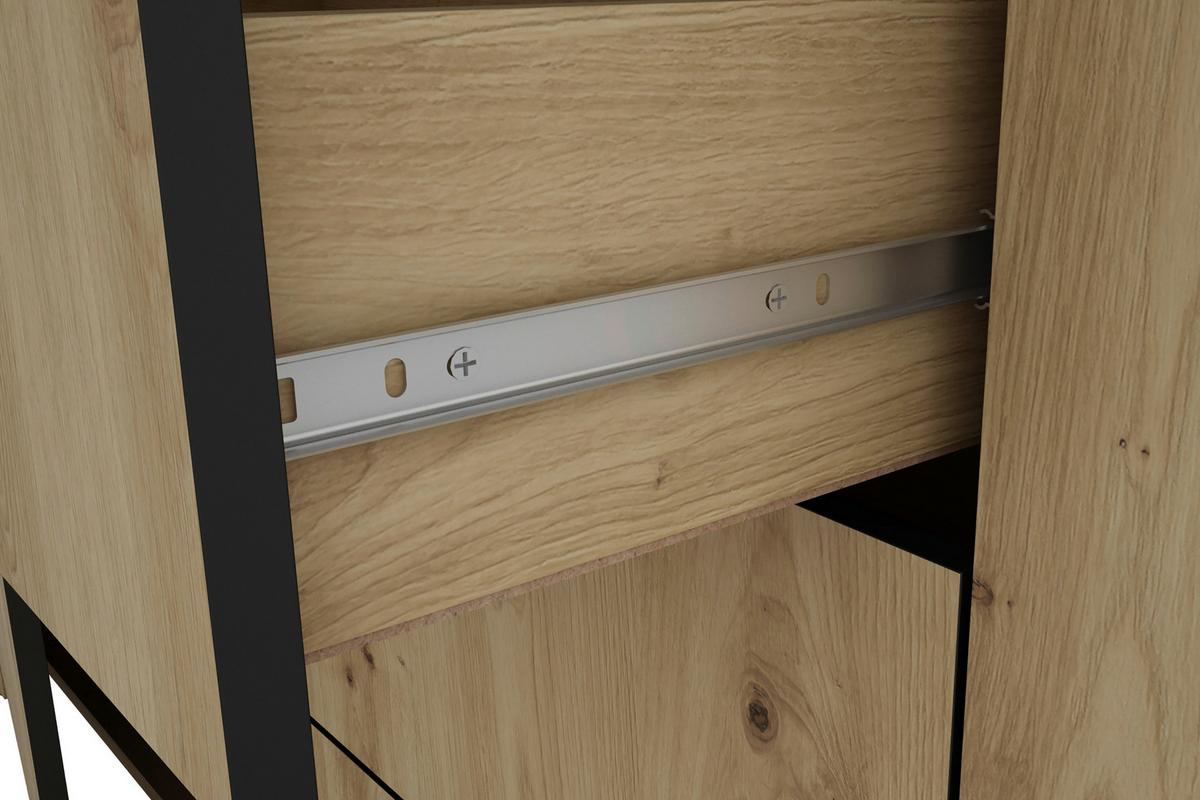 Highboard Faro Eiche Artisan B: 120 Cm - Schwarz/Eiche Artisan, Design, Holzwerkstoff (120/137/40cm) - MID.YOU