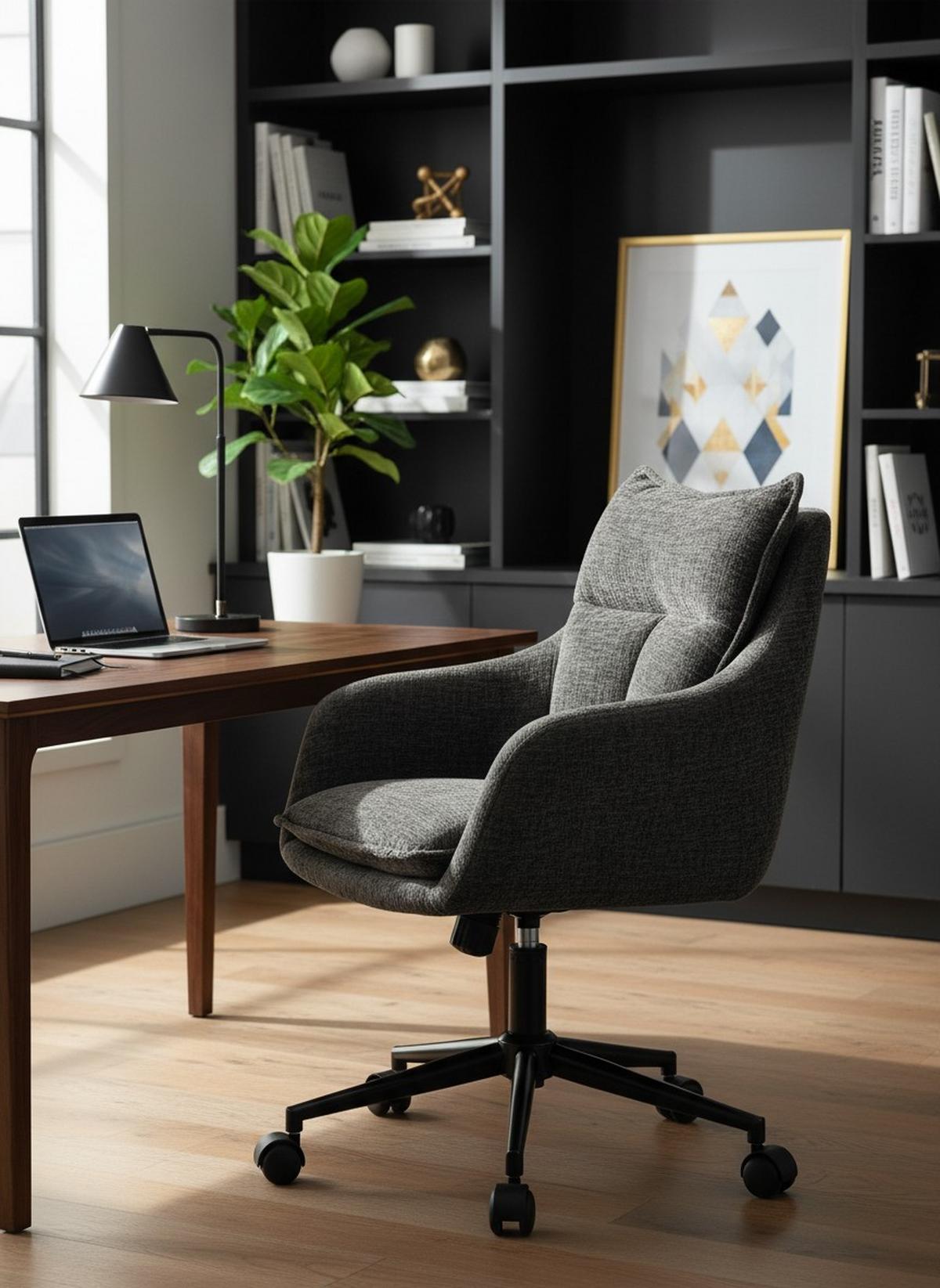 Drehstuhl Siena Grau B: 58 cm - Schwarz/Grau, MODERN, Kunststoff/Textil (58/85-93/58cm) - MID.YOU
